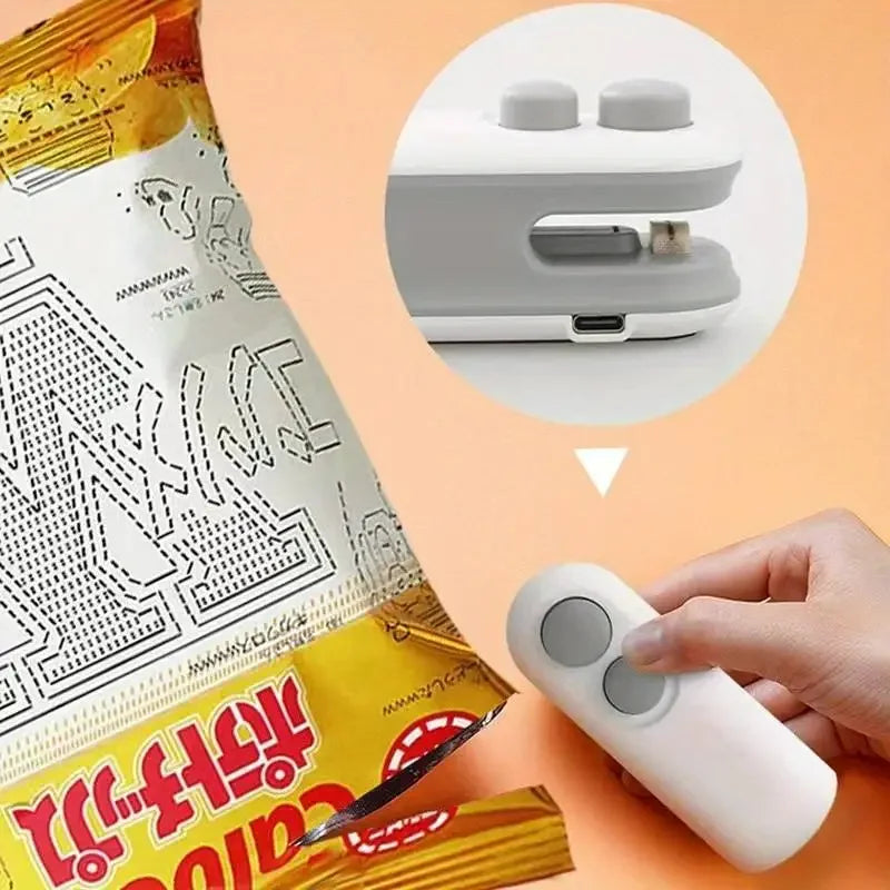 Mini Portable Sealing Machine, 2-in-1 Snack Household Rechargeable Sealing Machine, Vacuum Preservation Sealing Machine