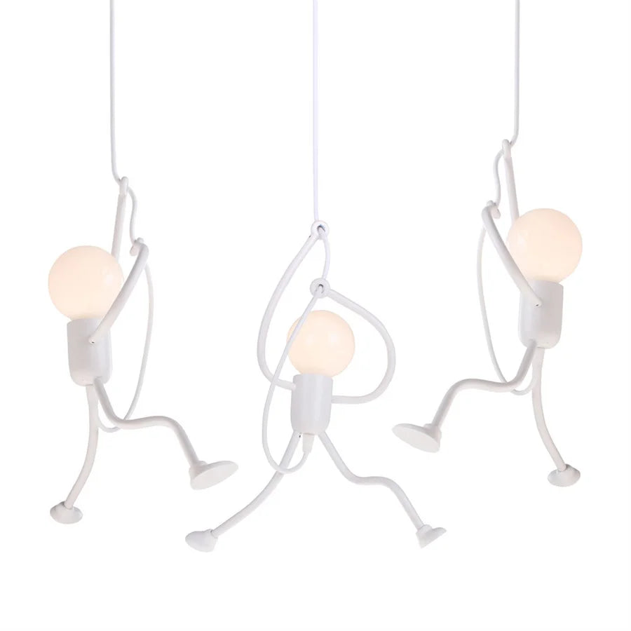 Creative Nordic Small Man LED Pendant Lamp E27 Cartoon Climbing Hanging Light Bedroom Beside Pandant Lamp For Kids Room Decor