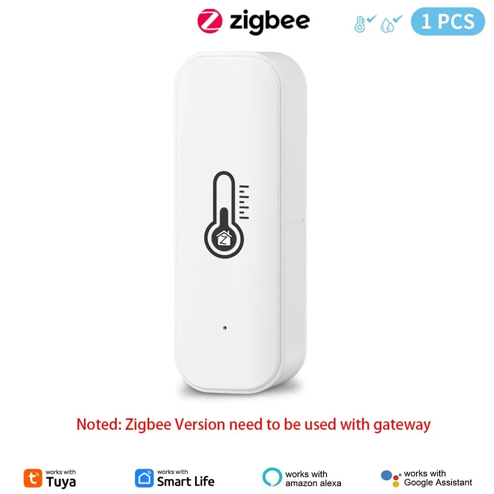 Tuya Zigbee or WiFi Temperature Humidity Sensor Home Connected Thermometer Compatible With Smart Life Alexa Google Assistant