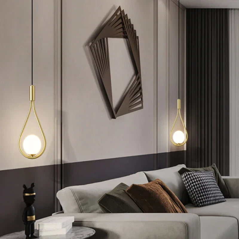 Nordic Black Gold LED Chandelier Pendant Lamp with G9 Light Bulb Indoor LED Hanging Lighting Fixtures Bedroom Bedside AC85-265V