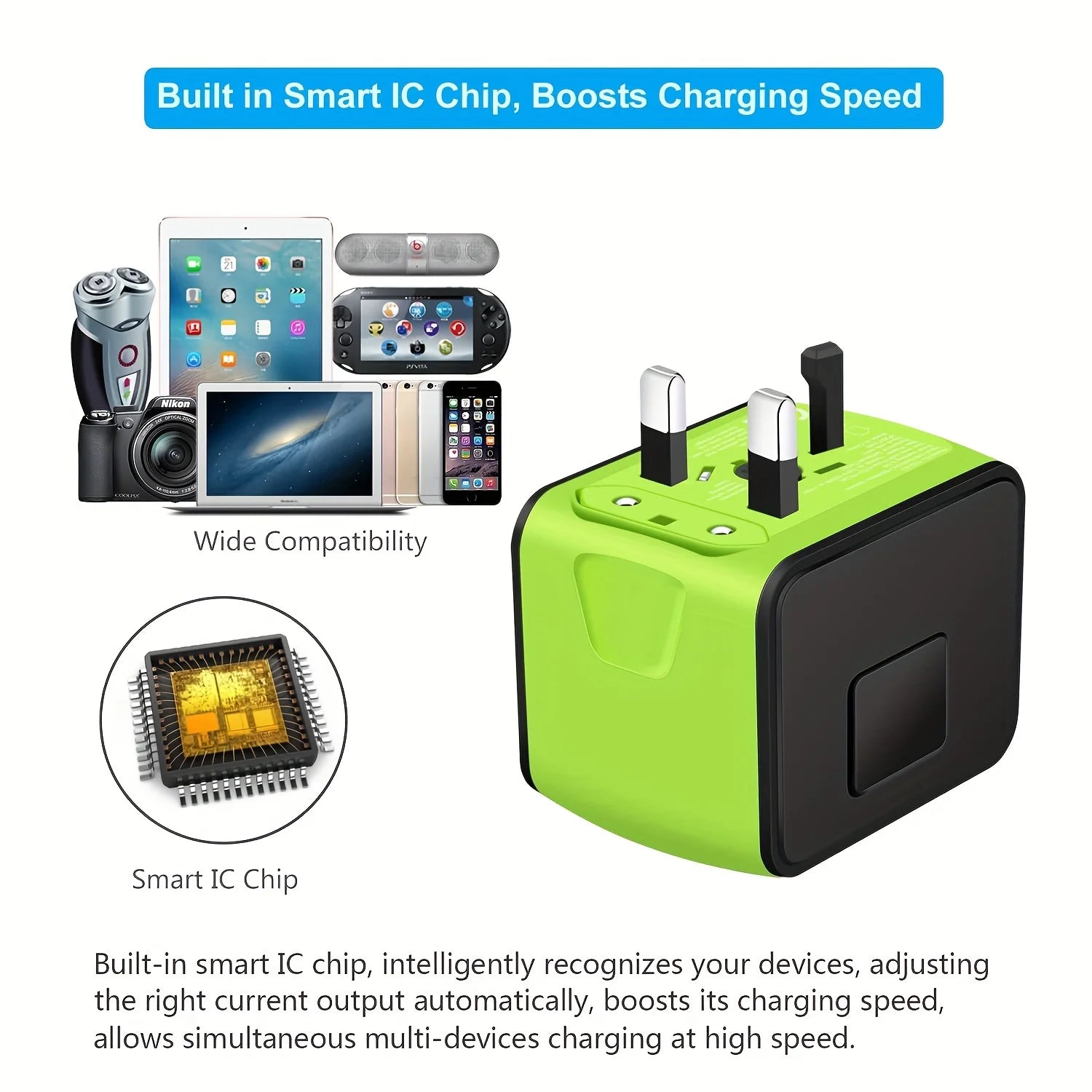 travel essentials 1pc Universal International Travel Power Adapter W/High Speed 2.4A USB-A, 3.0A Type-C Wall Charger, European A