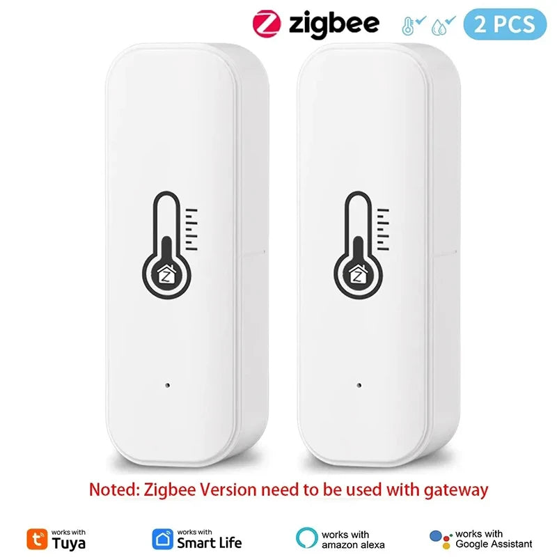 Tuya Zigbee or WiFi Temperature Humidity Sensor Home Connected Thermometer Compatible With Smart Life Alexa Google Assistant