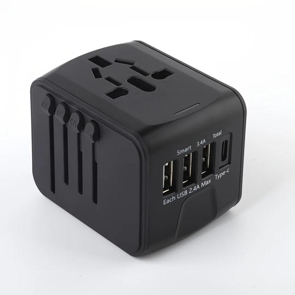 travel essentials 1pc Universal International Travel Power Adapter W/High Speed 2.4A USB-A, 3.0A Type-C Wall Charger, European A