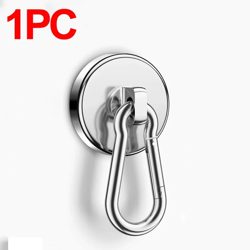 4/1pcs Strong Neodymium Magnetic Hooks 360°Rotating Carabiner Magnet Ring Keychain Hook Home Kitchen Bathroom Hanging Hangers