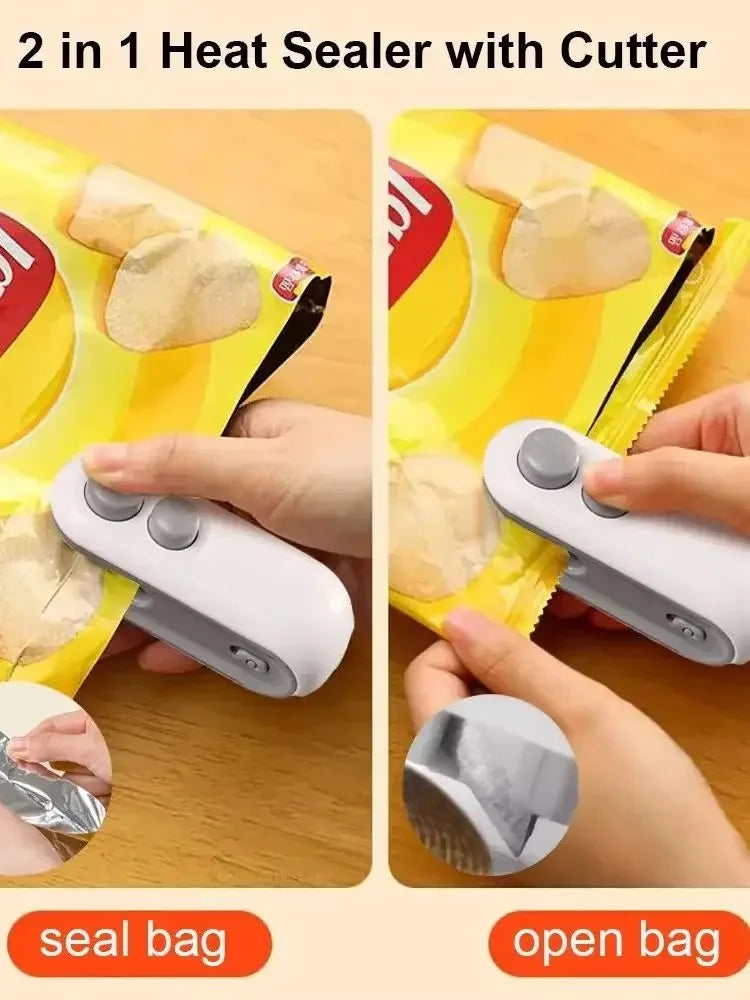 Mini Portable Sealing Machine, 2-in-1 Snack Household Rechargeable Sealing Machine, Vacuum Preservation Sealing Machine