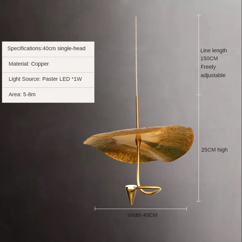 Modern Copper Lotus Staircase LED Chandelier For Duplex Living Room Luxury Large Leaf Villa Home Indoor Lighting Lustre Fixtures