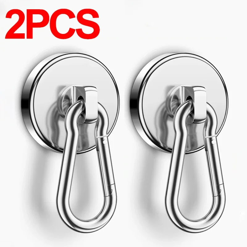 4/1pcs Strong Neodymium Magnetic Hooks 360°Rotating Carabiner Magnet Ring Keychain Hook Home Kitchen Bathroom Hanging Hangers