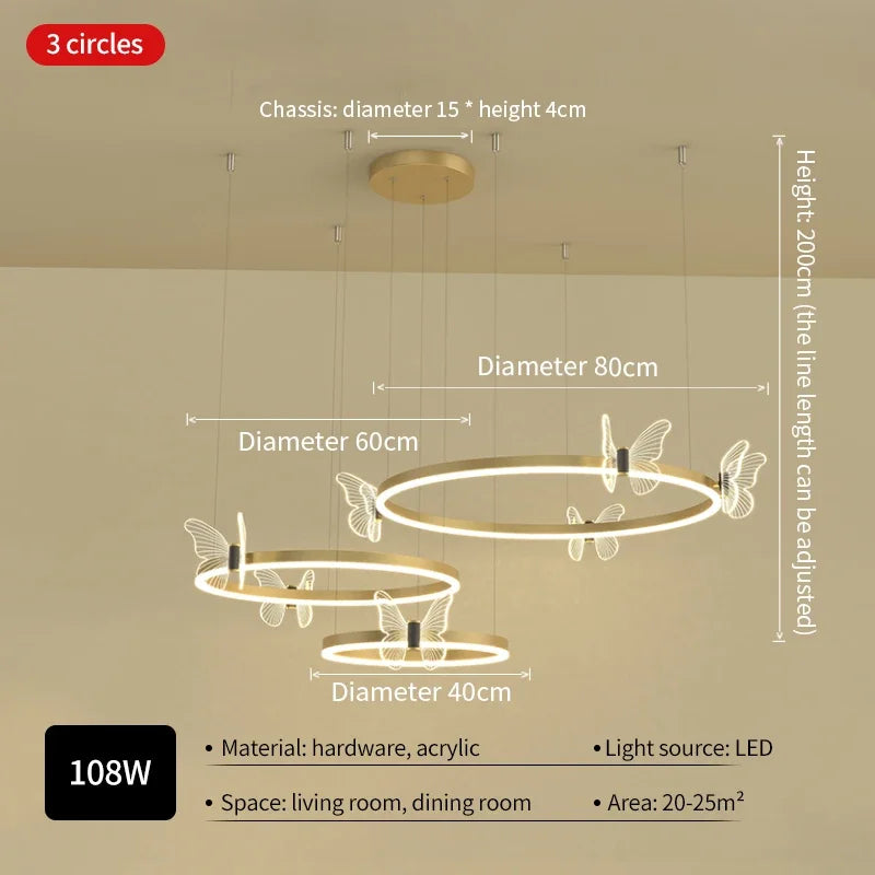 New Modern LED Chandelier Lighting For Living Kid's Room Butterfly Light Indoor Lamps Parlor Foyer Lustres Chandeliers Luminaire