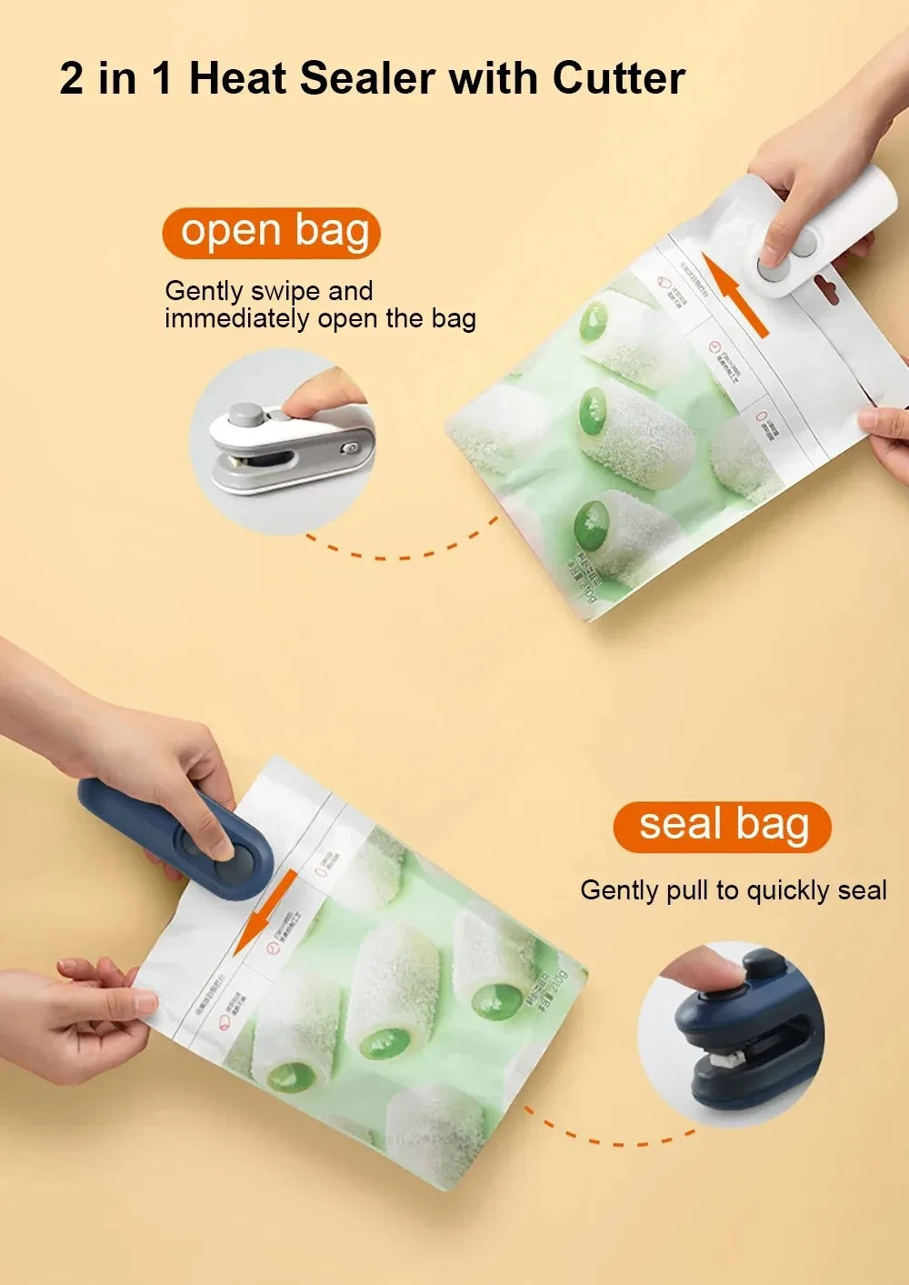 Mini Portable Sealing Machine, 2-in-1 Snack Household Rechargeable Sealing Machine, Vacuum Preservation Sealing Machine