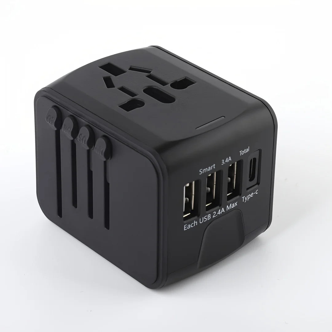 travel essentials 1pc Universal International Travel Power Adapter W/High Speed 2.4A USB-A, 3.0A Type-C Wall Charger, European A