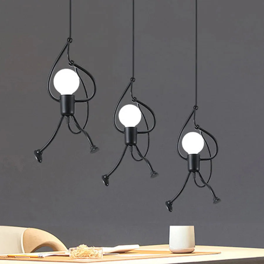 Creative Nordic Small Man LED Pendant Lamp E27 Cartoon Climbing Hanging Light Bedroom Beside Pandant Lamp For Kids Room Decor
