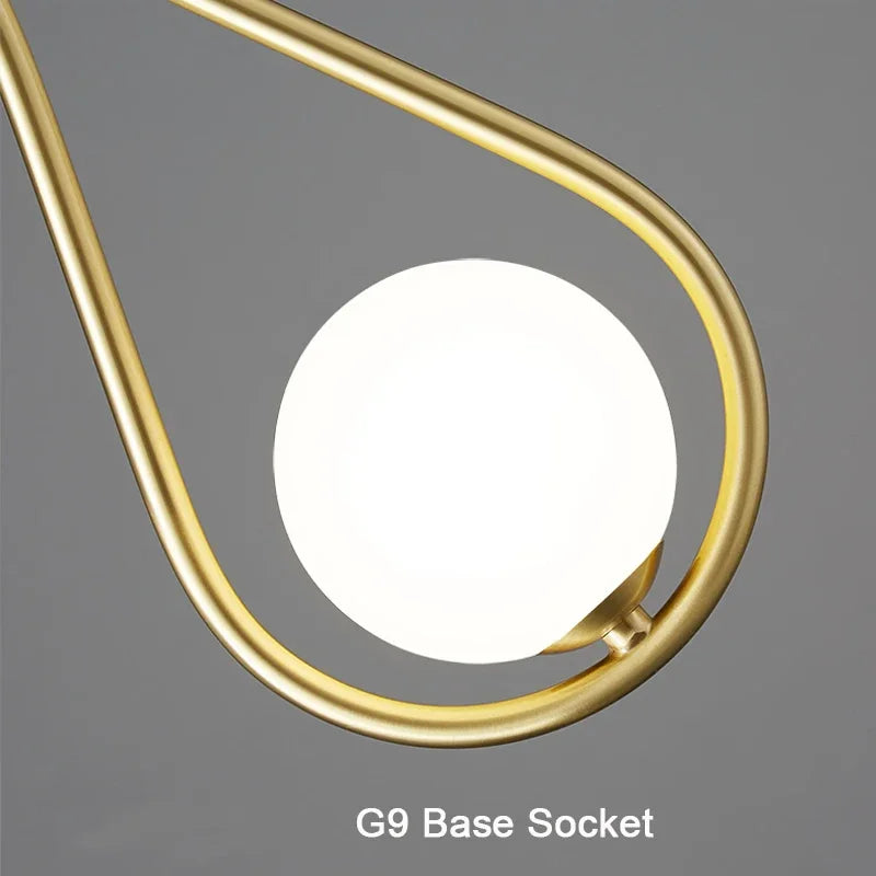Nordic Black Gold LED Chandelier Pendant Lamp with G9 Light Bulb Indoor LED Hanging Lighting Fixtures Bedroom Bedside AC85-265V