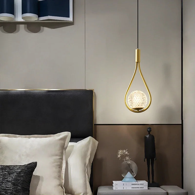 Nordic Black Gold LED Chandelier Pendant Lamp with G9 Light Bulb Indoor LED Hanging Lighting Fixtures Bedroom Bedside AC85-265V