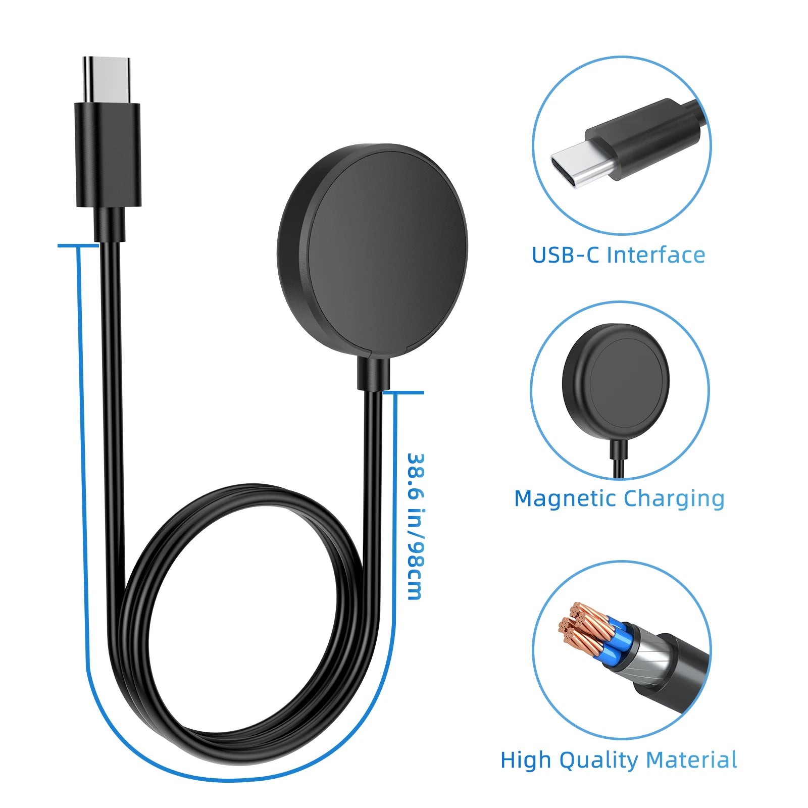 For Samsung Galaxy Watch 7/6/6 Classic/5/5 Pro Charger USB-C Charger Smart Watch Charger Replacement Charger