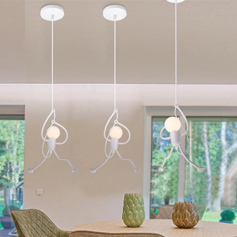 Creative Nordic Small Man LED Pendant Lamp E27 Cartoon Climbing Hanging Light Bedroom Beside Pandant Lamp For Kids Room Decor