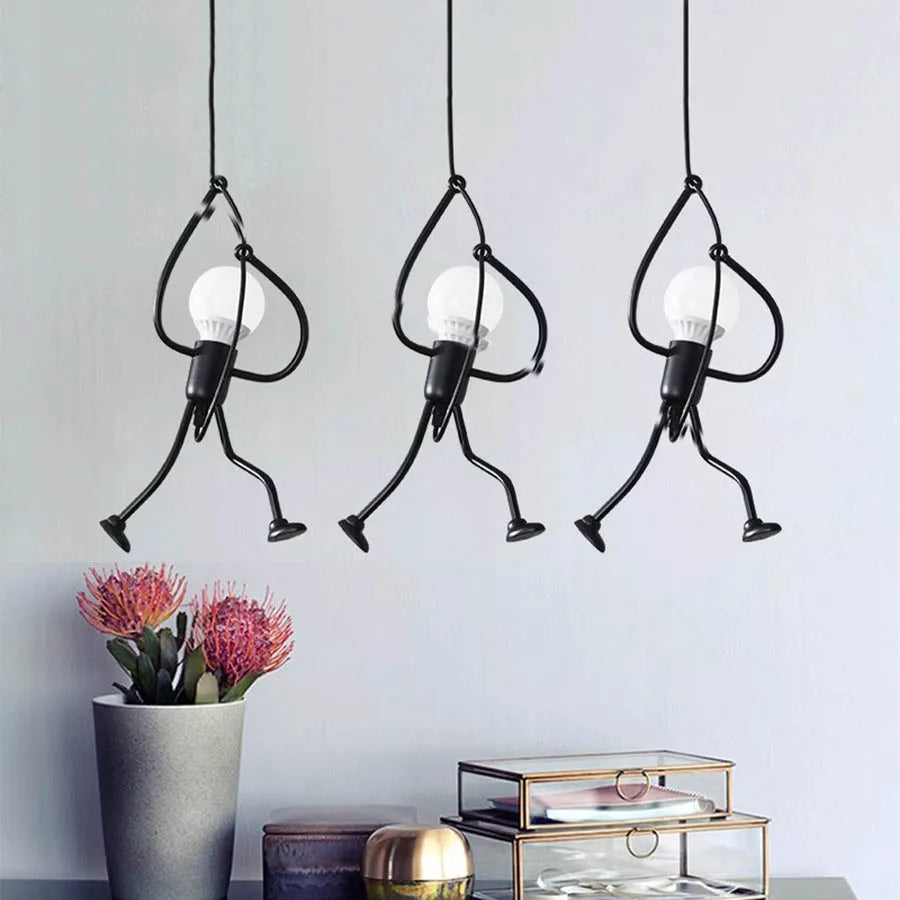 Creative Nordic Small Man LED Pendant Lamp E27 Cartoon Climbing Hanging Light Bedroom Beside Pandant Lamp For Kids Room Decor