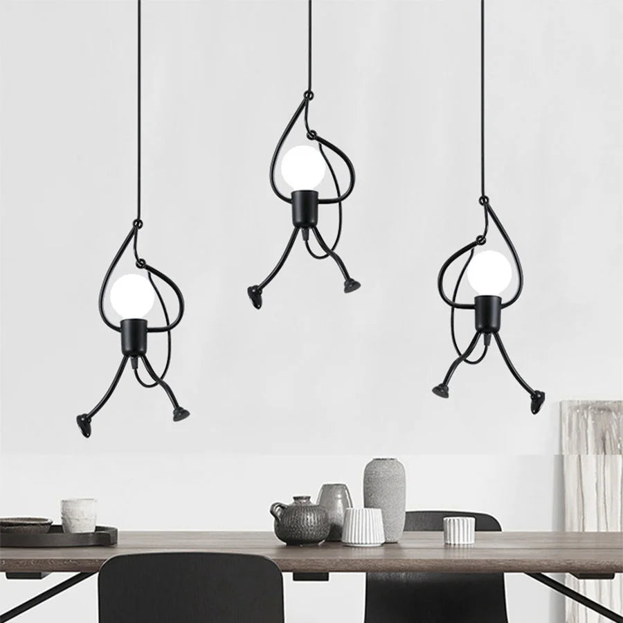 Creative Nordic Small Man LED Pendant Lamp E27 Cartoon Climbing Hanging Light Bedroom Beside Pandant Lamp For Kids Room Decor