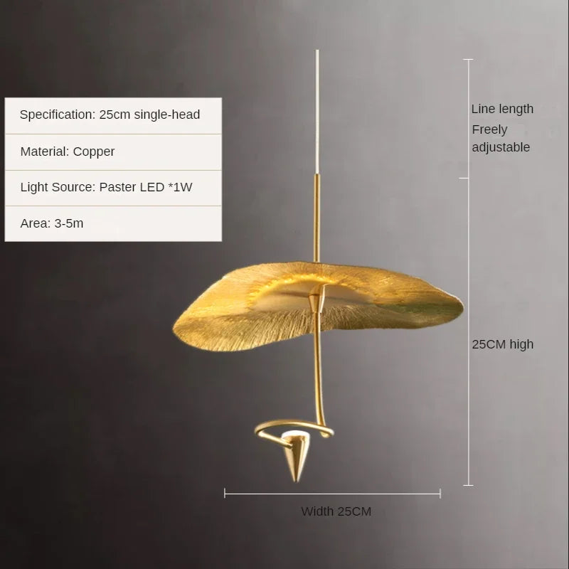 Modern Copper Lotus Staircase LED Chandelier For Duplex Living Room Luxury Large Leaf Villa Home Indoor Lighting Lustre Fixtures
