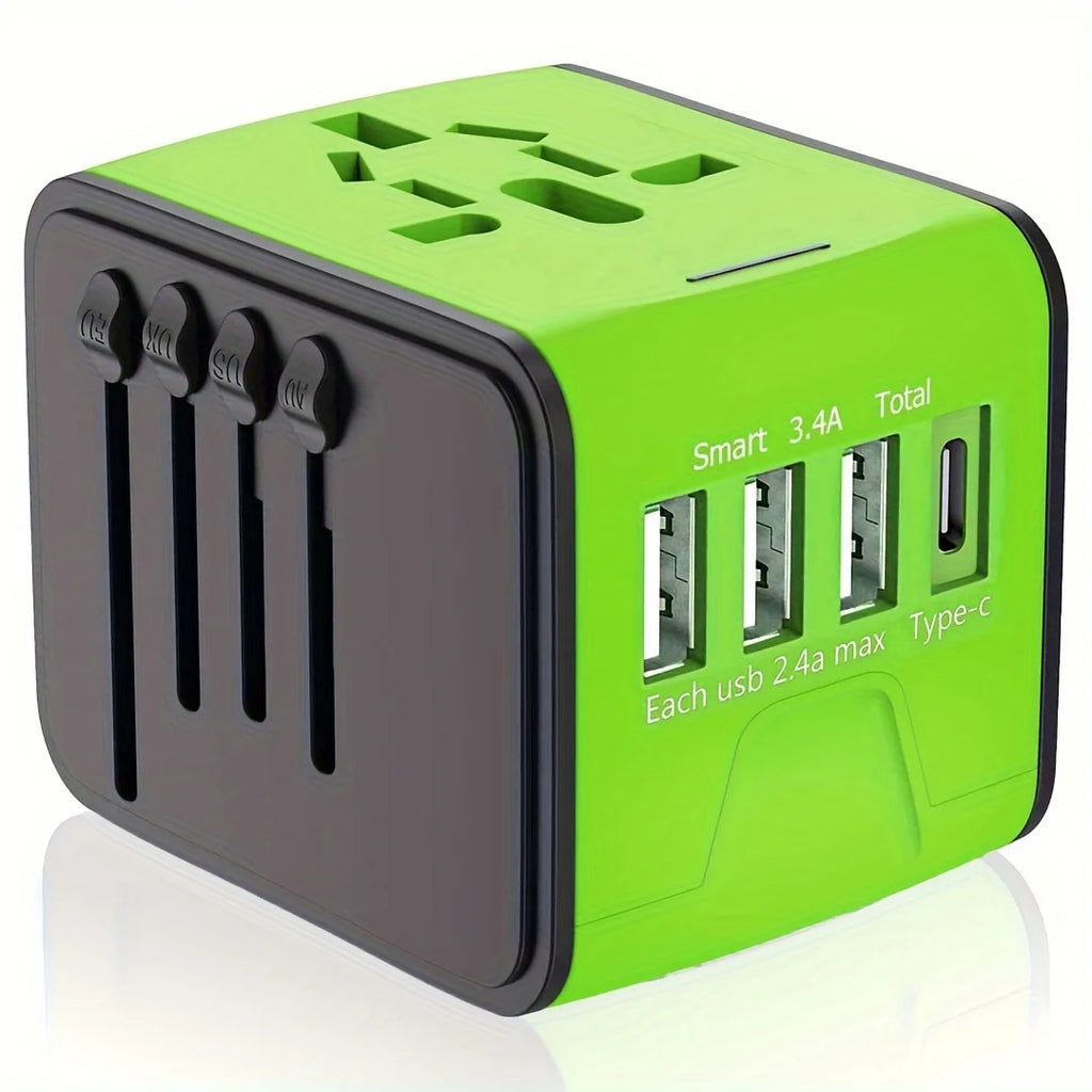 travel essentials 1pc Universal International Travel Power Adapter W/High Speed 2.4A USB-A, 3.0A Type-C Wall Charger, European A
